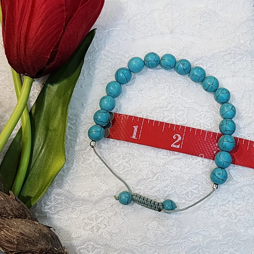 Beautiful Blue Howlite Stone Adjustable Bracelet